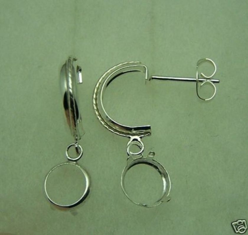   ROUND 6mm C post earring mount BACKSET dangle settings sterling silver