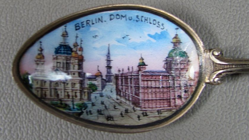   Enamel Bowl Souvenir Spoon BERLIN Germany Dom u Schloss  