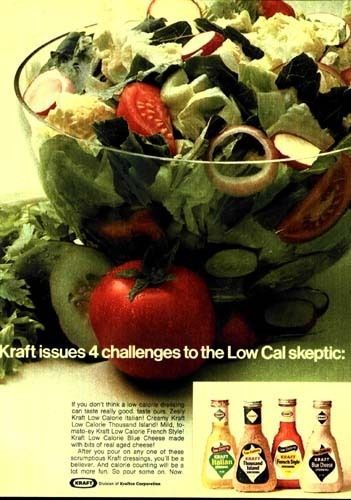 1972 Kraft Dressing Italian French Blue Cheese Salad Ad  