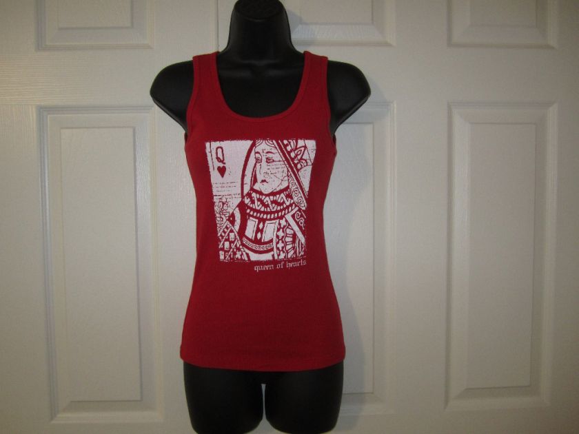 Queen of Hearts Ladies Tank Top   Poker Card Vegas Red  