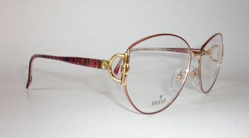 Big golden GUCCI eyeglasses in dark red, rose  G20 P  