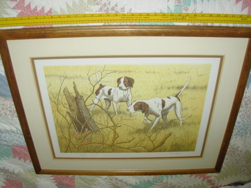   Signed Dave Chapple Print Brown & White Spotted Bird Dogs Print  