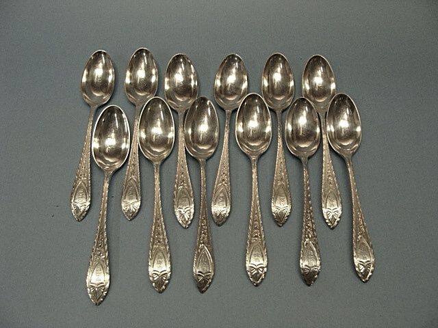 Set of 12 Teaspoons by Tiffany & Co   Faneuil Pattern  