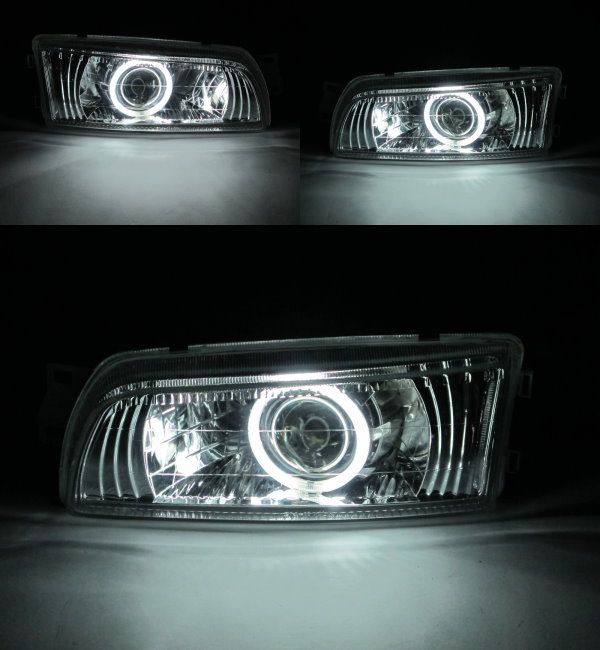   Wagon 1992 2000 CCFL Angel Eye Glass Projector HEADLIGHT BK Mitsubishi