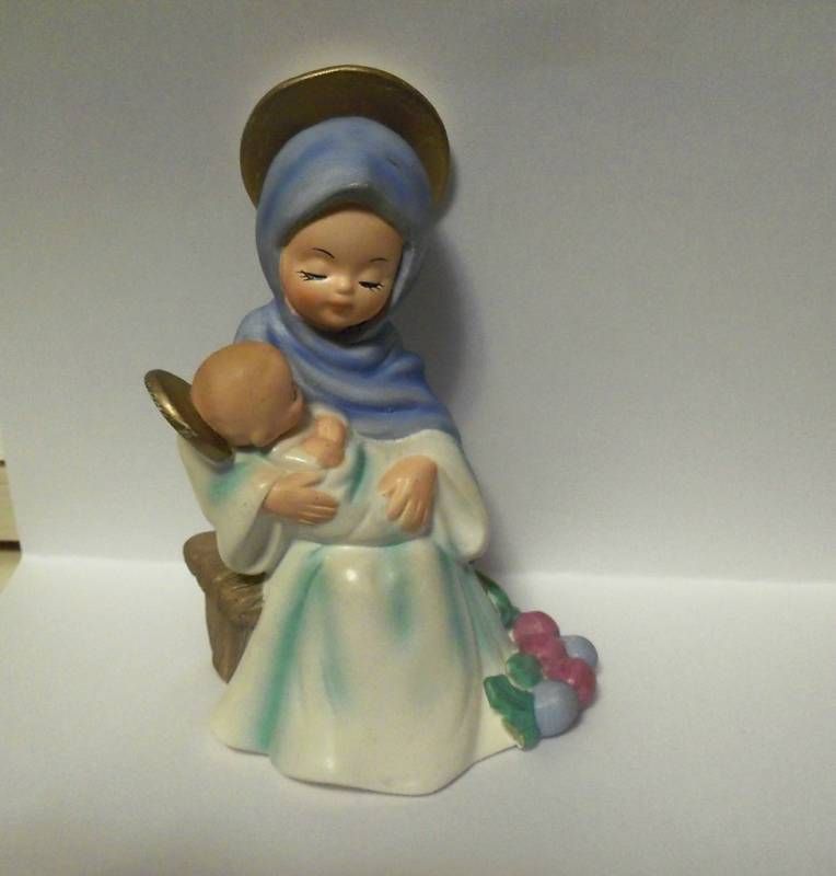 VINTAGE JOSEF ORIGINAL BLACK EYES MARY JESUS NATIVITY  