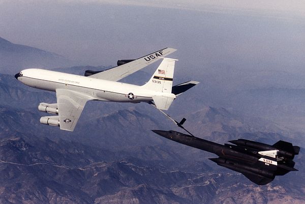 KC 135 refuels NASA SR 71 Blackbird poster  