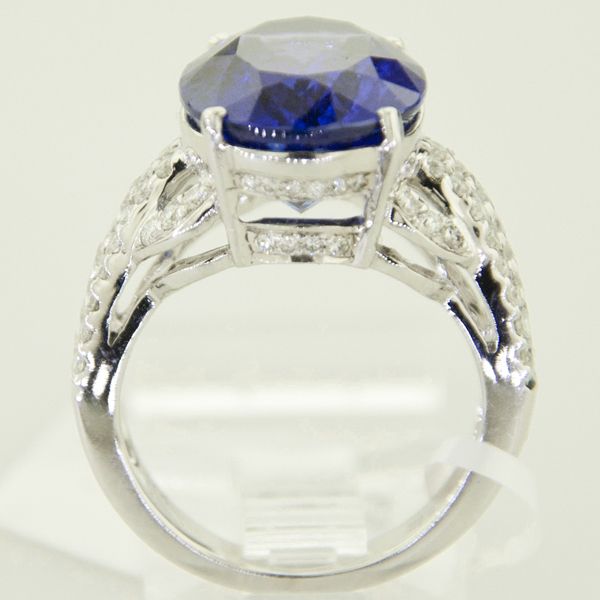 11.28 CTW TANZANITE DIAMOND 14K WHITE GOLD RING  