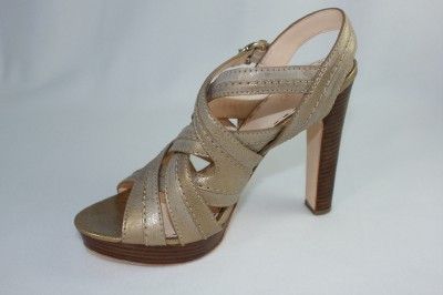 NEW COACH BRYNNE WOMENS LADIES BRONZE LEATHER SHOE HEEL SANDAL SIZE 5 