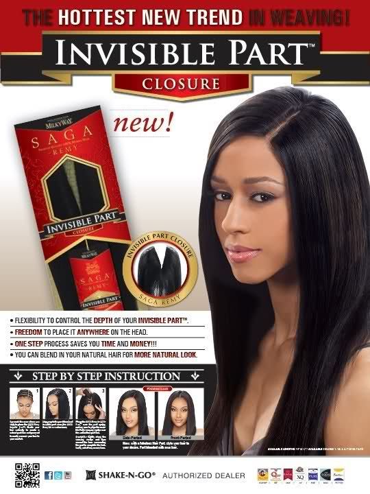 INVISIBLE PART CLOSURE 12 SAGA GOLD REMY MILKYWAY 100% HUMAN HAIR 