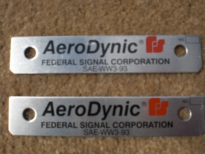 FEDERAL SIGNAL NEW AERODYNIC ALUMINUM NAMEPLATE SET  