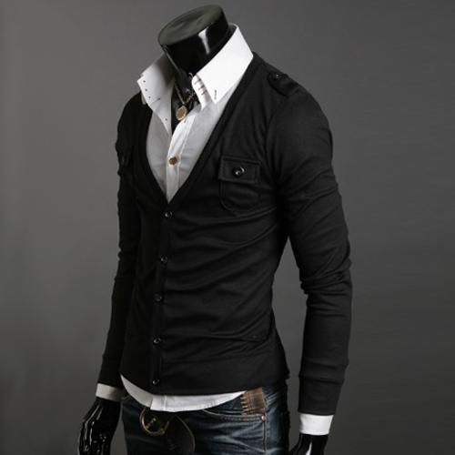 Men Slim Fit POCKET Stylish Wool Sweatershirt Cardigan  