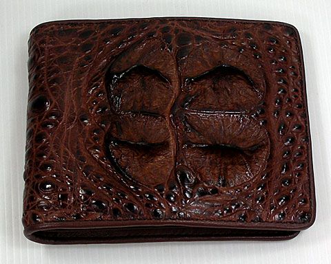 DOUBLE HEAD DARK BROWN CROCODILE SKIN WALLET.