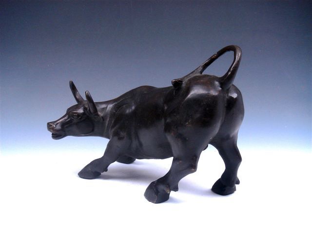 Red Copper Crafted Wall Street Symbol Furious Bull  