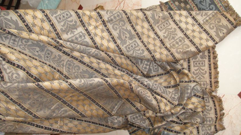 FRENCH ANTIQUE BED COVER TABLE THROW UPHOLSTERY DOLL PROJECTS c1880 