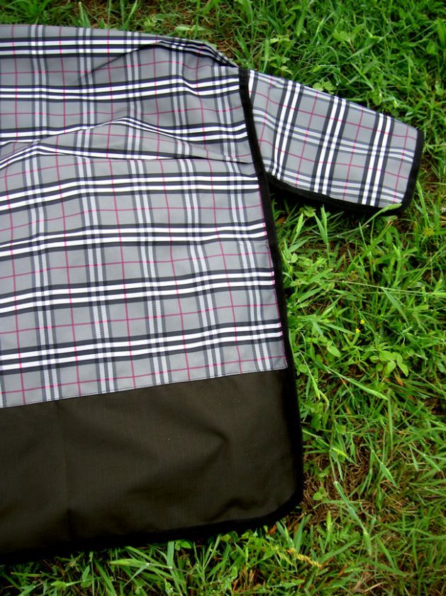 1200D Turnout waterproof Horse Sheet Blanket Black Plaid Light Weight 