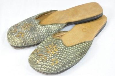 CALLEEN CORDERO SLIDES FLATS WOVEN SHOES GREEN SZ 8  