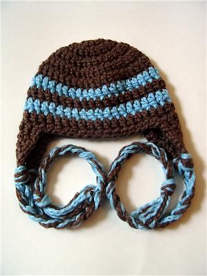 Newborn Beanie Ear Flap Hat Baby Boy Photography Prop  