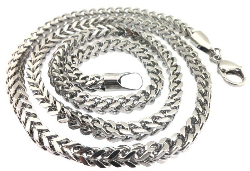 STAINLESS STEEL FACTED SILVER TONE CURB CHAIN NECKLACE  