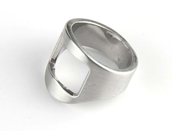   Solid Stainless Steel Personal Beer Bottle Opener Fashion Ring Size 10