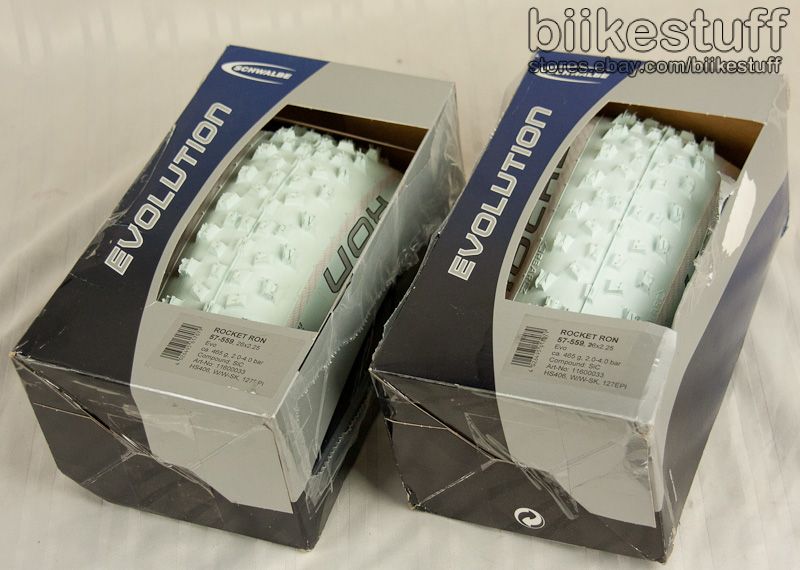   of Schwalbe Rocket Ron Evo Folding Mountain Bike Tires White 26 x 2.25