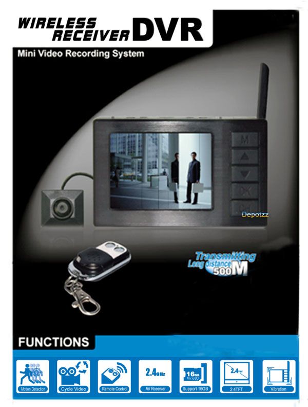 WIRELESS HIDDEN SPY BUTTON CCTV CAMERA WITH TFT LCD DVR  