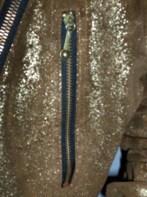 VTG 80S GOLD LEATHER TINY CROP MOTO JACKET DRESS XXS,XS  