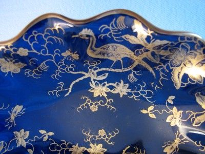 COALPORT COBALT BLUE BIRD OF PARADISE NUT DISH MINT  