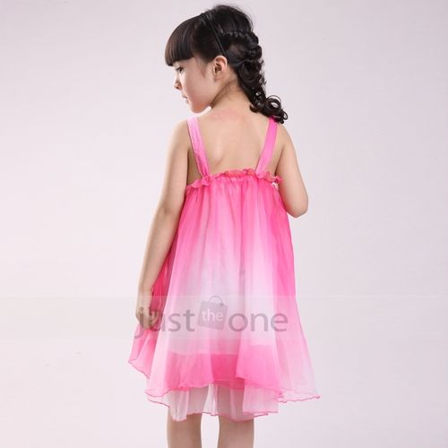 Fashion Cute Kids Children teen Girls Chiffon Satin Flower Summer 