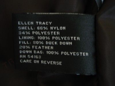 ELLEN TRACY BROWN DOWN PARKA COAT JACKET M  