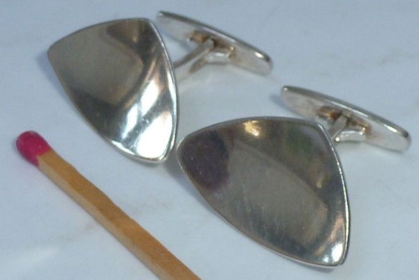   SILVER CUFFLINKS MODERN CONCAVE TH.SKAT RORDAM DENMARK STERLING  