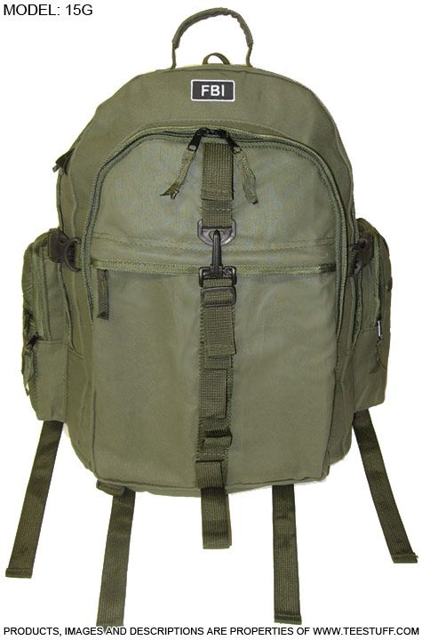 FBI School Backpack Book Bag F.B.I. w/Patch/Badge 15G  