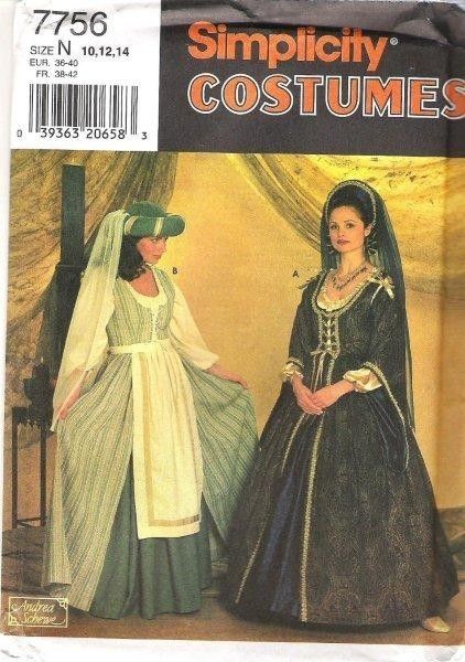 OOP Simplicity Sewing Pattern Renaissance Medieval Misses Dress 