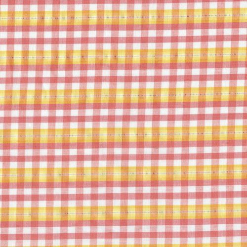 Pink Yellow Plaid Lurex Woven Silver Spring Magic MODA  