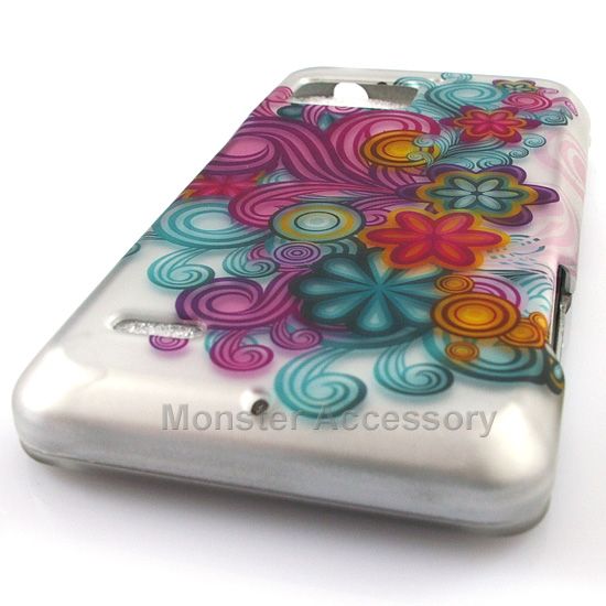 Colorful Flowers Rubberized Hard Case Cover for Motorola Droid Bionic 