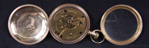 L87 ANTIQUE 1893 ELGIN 14k GOLD FILLED ETCHED CASE OPEN FACE POCKET 