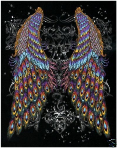 Peacock Wings Back Tattoo T Shirt S L XL & Big Sizes  