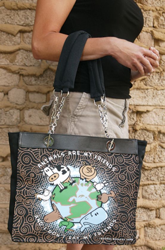 Calico Dragon Vegetarian Peace Coexist Vegan Tote Purse  