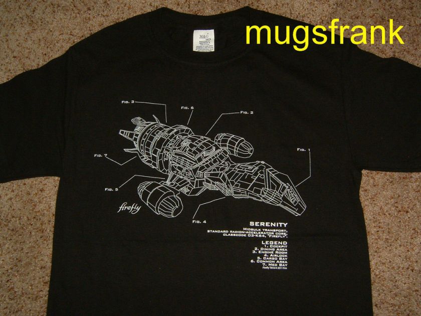 Nwt Serenity Firefly Movie Ship Schematic T Shirt  