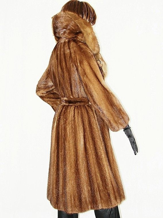   Female Whiskey mink fur coat jacket SABLE collar 77 Sweep  