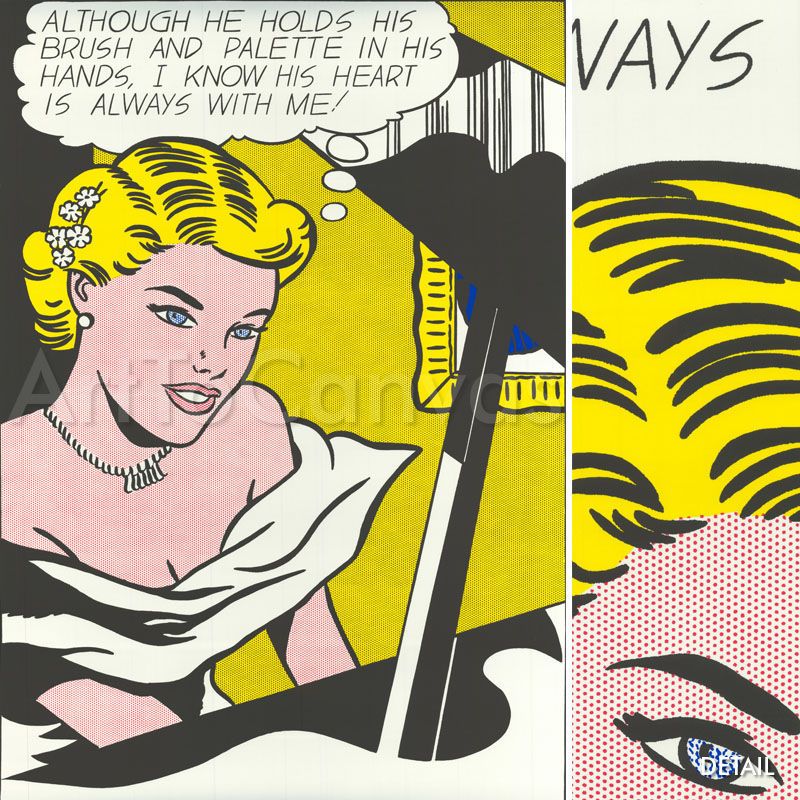 33x48 GIRL AT PIANO ROY LICHTENSTEIN SERIGRAPH CANVAS  