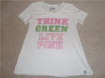 VICTORIAS SECRET LOVE THINK GREEN LIVE PINK Dog Tee T Shirt Recycle 