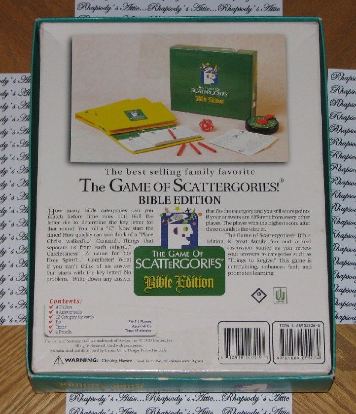 Scattergories Bible Edition Game 2002 Hasbro 100% NICE  