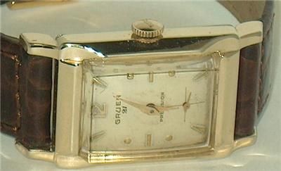 SCARCE MENS VINTAGE FANCY CASE GRUEN 21 SWISS  