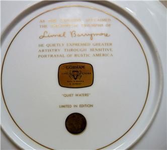 GORHAM COLLECTORS PLATE LIONEL BARRYMOREQUIET WATERS  