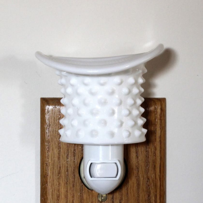   White Hobnail Milk Glass TOP HAT NIGHT LIGHT   CUSTOM MADE  