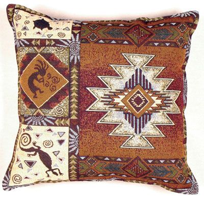 Kokopelli Southwestern Southwest Tapestry Throw Pillow  