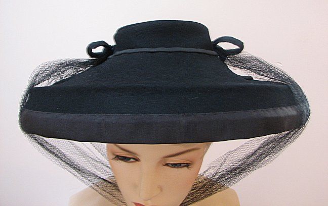 VINTAGE LADIES 30s 40s HOLLYWOOD DIVA HAT hand sewn  