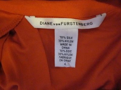 DIANE VON FURSTENBERG ORANGE CROSS OVER DRESS SIZE 4 (8 10)  