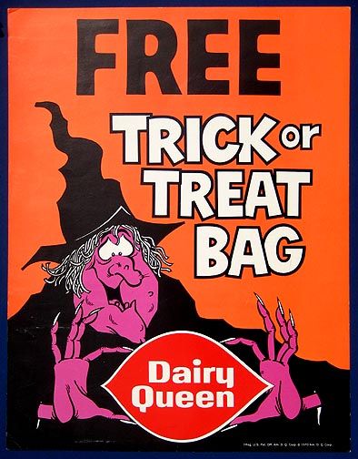 Dairy Queen 1970 Halloween Witch cardboard poster sign  