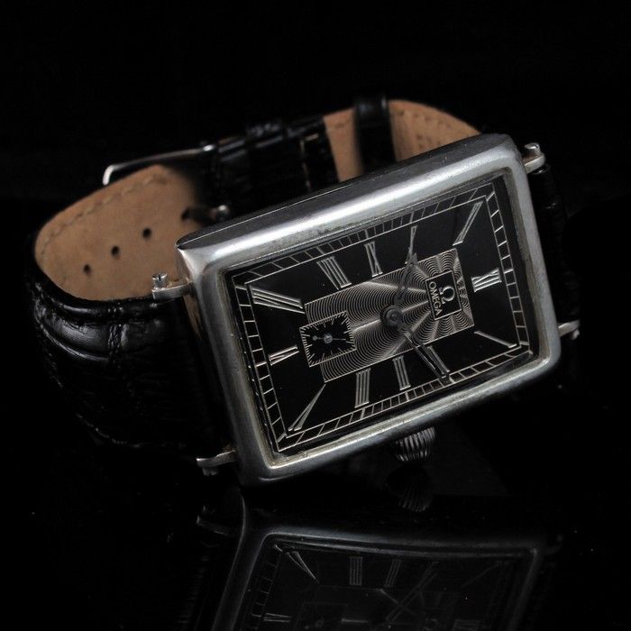 Mens ART DeCo 1911 0MEGA Vintage TONNEAU RECTANGULAR Watch CURVED 